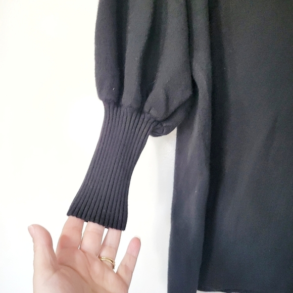 ZARA Black Mini Knit Jumper Dress with Gold Accent Zip Size Medium - Picture 6 of 9